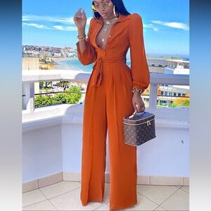 Fashion nova like me jumpsuit - cognac